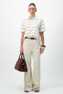 Wide-Leg Linen Denim Pants