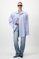 Boyfriend Striped Shirt - Light Blue