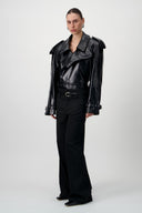 Straight-Leg Pinstripe Trousers - Black