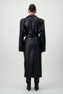 Vegan leather maxi trench coat
