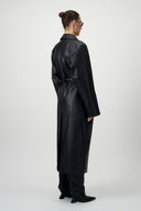 Vegan leather maxi trench coat