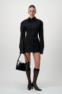 Corset Shirt Dress - Black