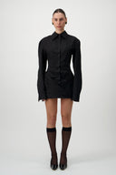 Corset Shirt Dress - Black