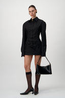 Corset Shirt Dress - Black