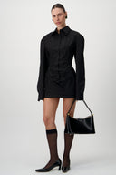 Corset Shirt Dress - Black