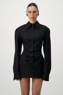 Corset Shirt Dress - Black