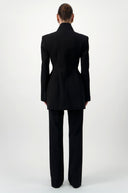 High-Collar Wrap Blazer - Black