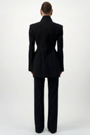 High-Collar Wrap Blazer - Black