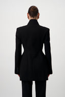 High-Collar Wrap Blazer - Black