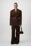 Leather Shoulder Bag - Brown