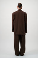 Oversized Tailored Suit Blazer - Brown