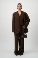Oversized Tailored Suit Blazer - Brown