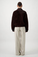 Suede Bomber Jacket - Dark Brown