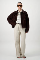 Wide-Leg Linen Denim Pants
