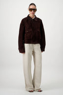 Suede Bomber Jacket - Dark Brown