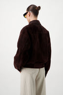 Suede Bomber Jacket - Dark Brown