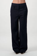 Straight-Leg Pinstripe Trousers - Navy