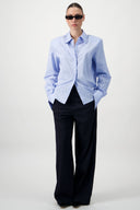 Straight-Leg Pinstripe Trousers - Navy