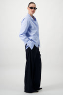 Straight-Leg Pinstripe Trousers - Navy