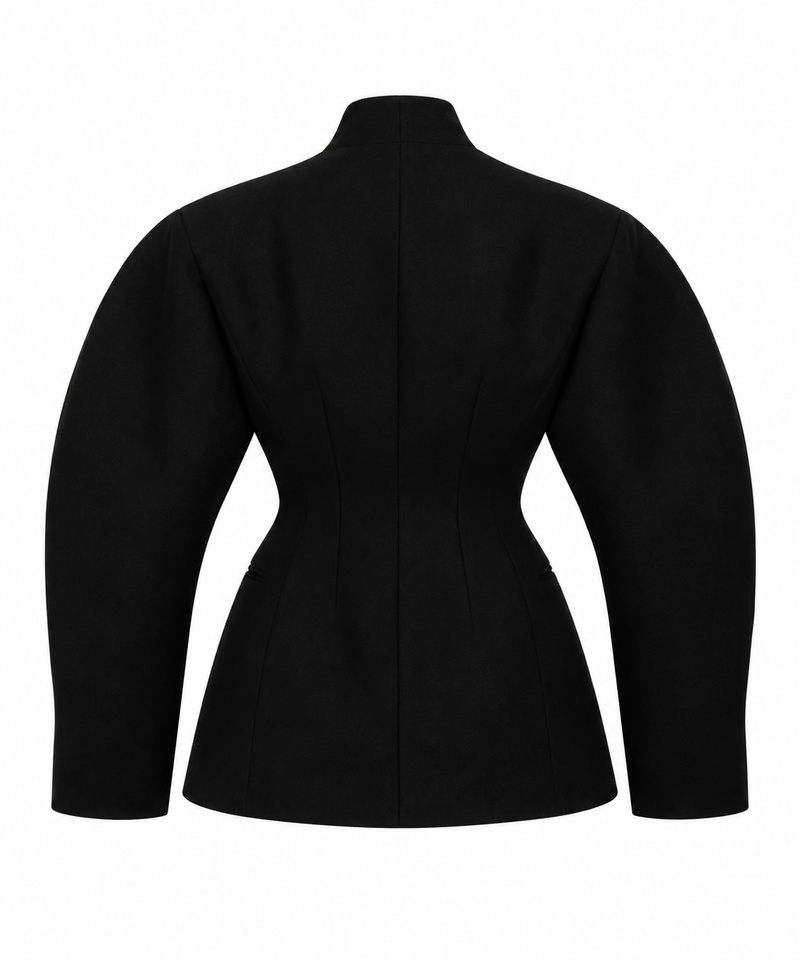 Wool Oval-Silhouette Blazer