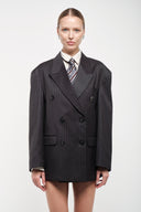 Double-Breasted Pinstripe Blazer