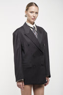 Double-Breasted Pinstripe Blazer