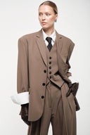 Oversized Tailored Suit Blazer - Khaki