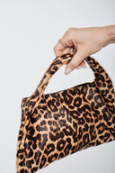 Handle Leather Bag - Leopard
