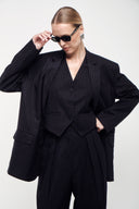 Oversized Tailored Suit Blazer - Navy