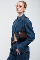 Shoulder Leather Bag - Brown