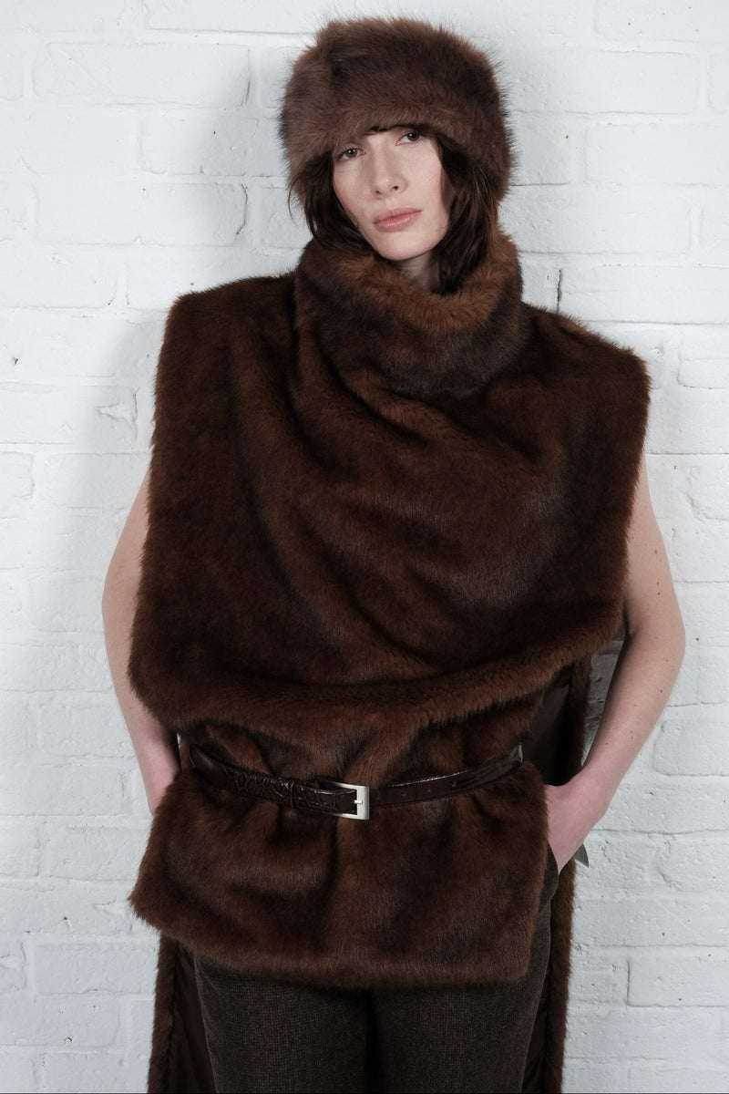 Asymmetric Faux Fur Vest - AFTERHOURS