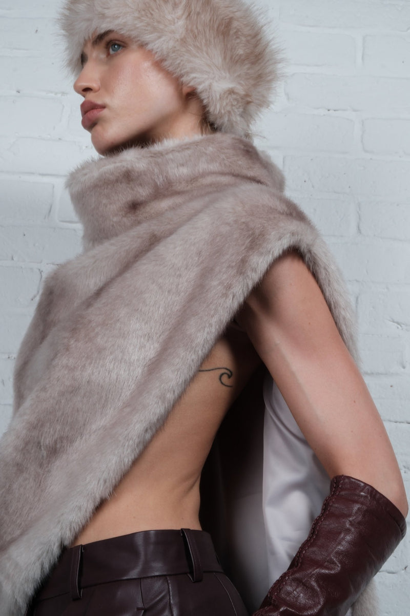 Asymmetric Faux Fur Vest - AFTERHOURS
