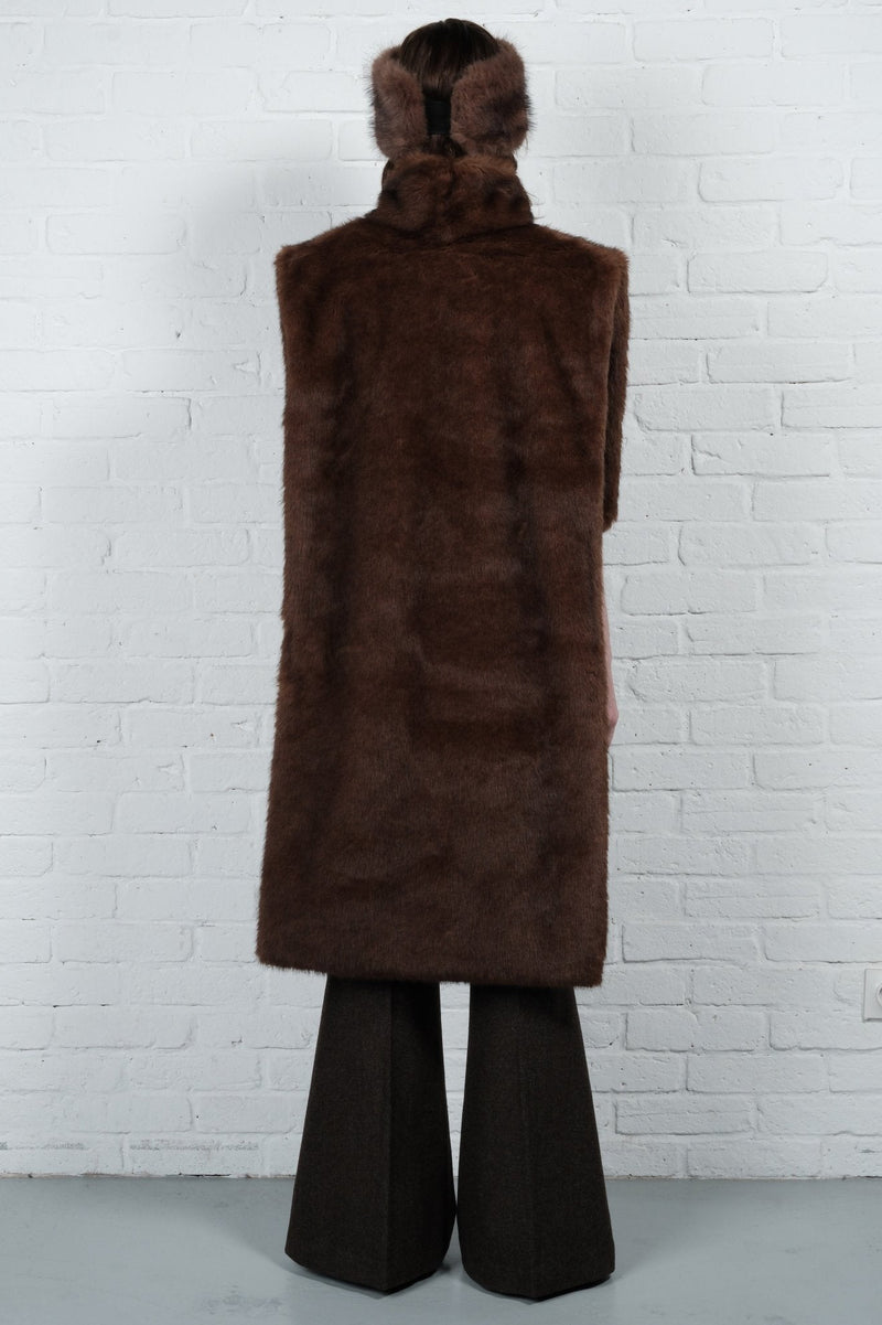 Asymmetric Faux Fur Vest - AFTERHOURS