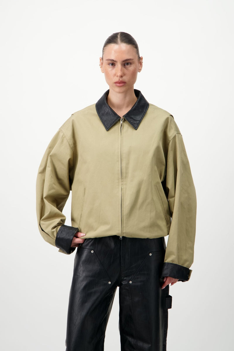 Cotton & Leather Blouson - AFTERHOURS