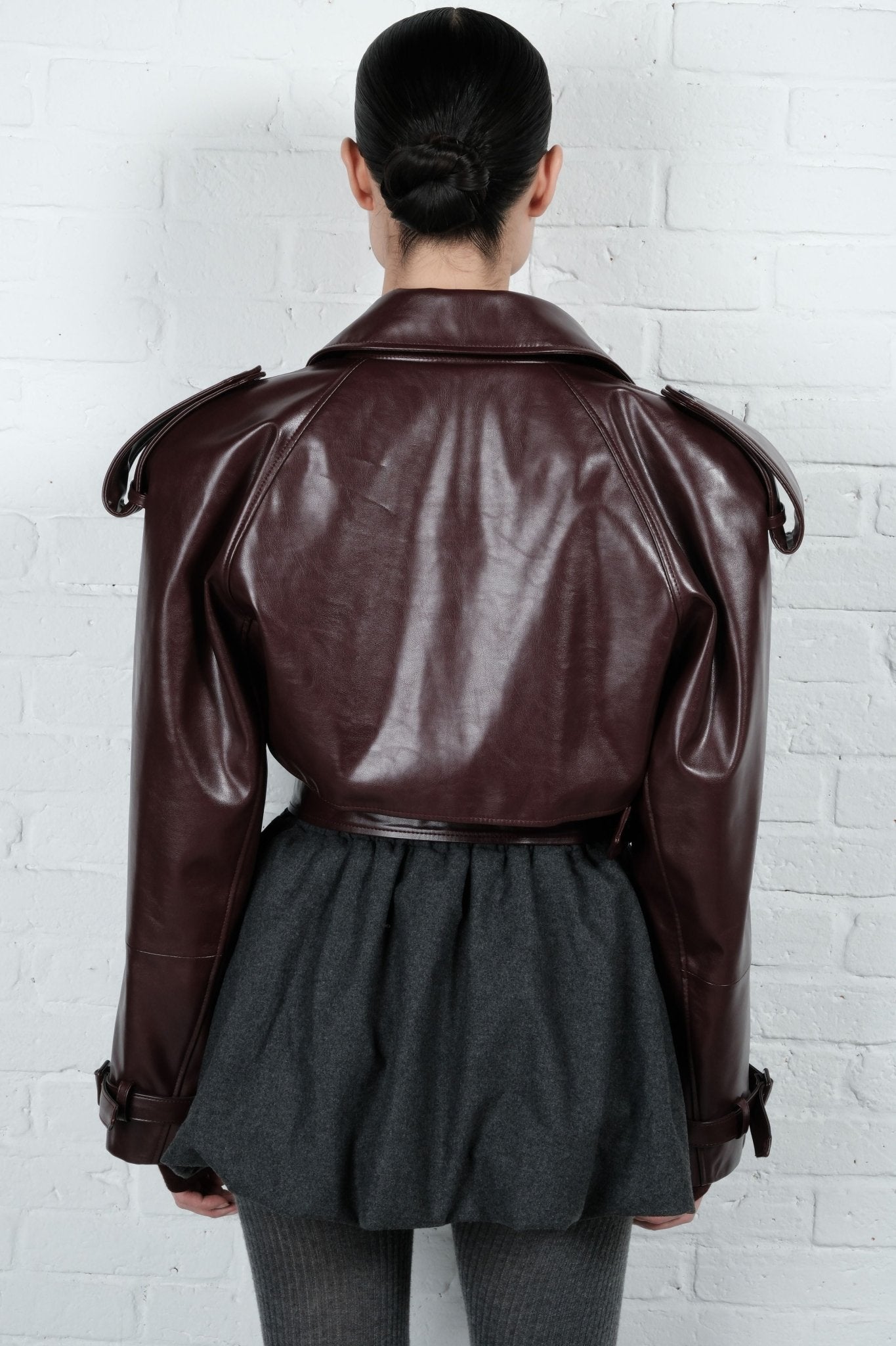 Cropped Trench Leather Jacket | AFTERHOURS
