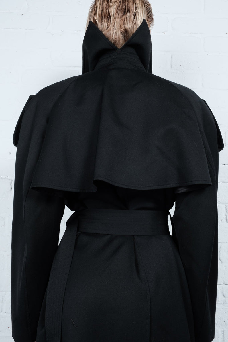 Double-Breasted High Collar Trench Coat - AFTERHOURS