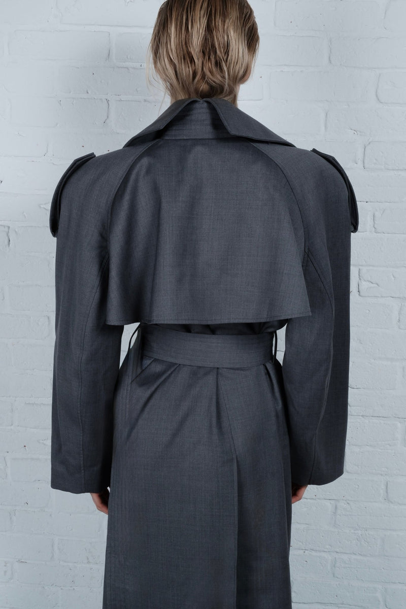 Double-Breasted High Collar Trench Coat - AFTERHOURS