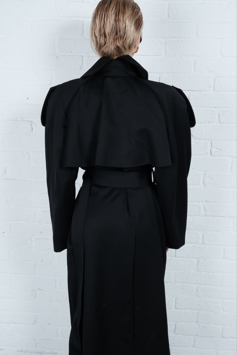 Double-Breasted High Collar Trench Coat - AFTERHOURS