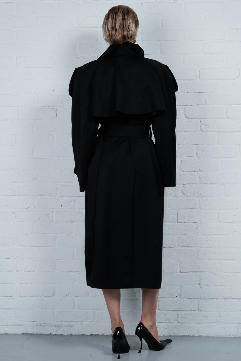 Double-Breasted High Collar Trench Coat - AFTERHOURS