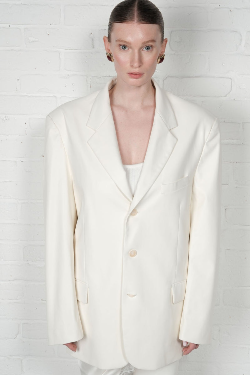 Faux Leather Blazer - AFTERHOURS