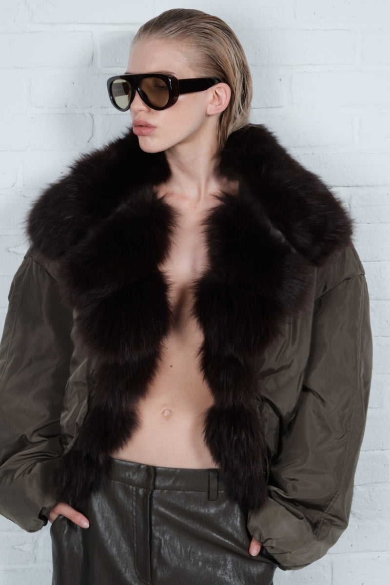 Fox Fur Collar Puffer Jacket - AFTERHOURS