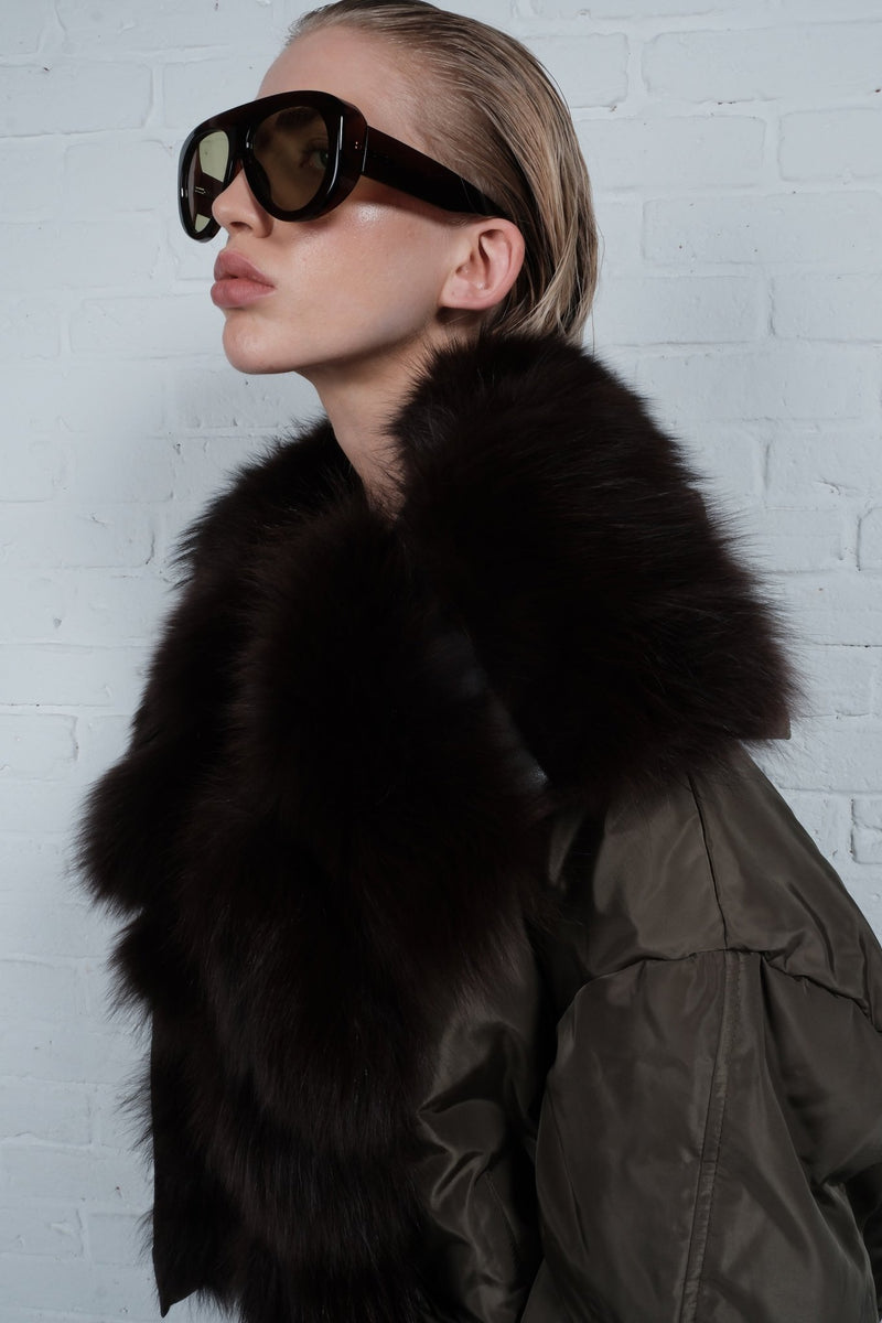 Fox Fur Collar Puffer Jacket - AFTERHOURS