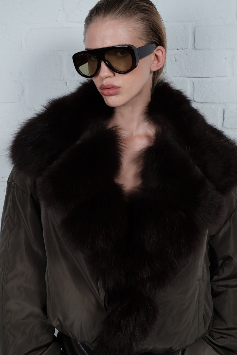 Fox Fur Collar Puffer Jacket - AFTERHOURS