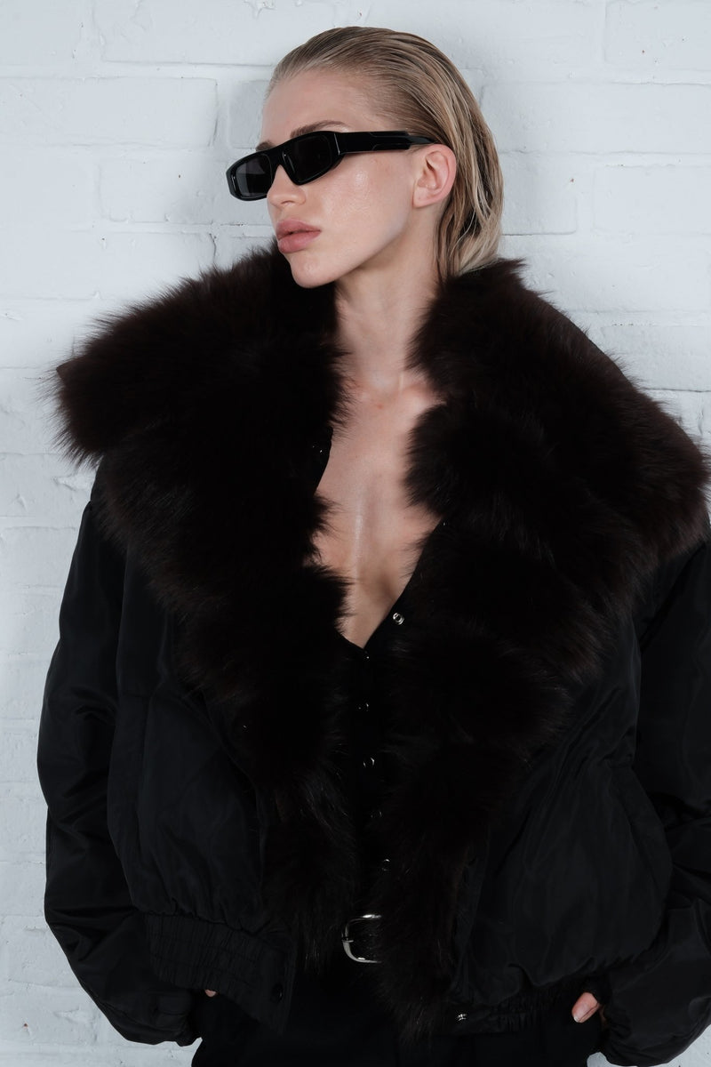 Fox Fur Collar Puffer Jacket - AFTERHOURS