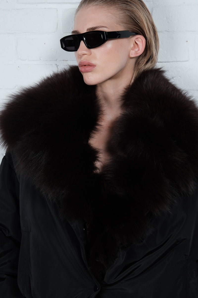 Fox Fur Collar Puffer Jacket - AFTERHOURS