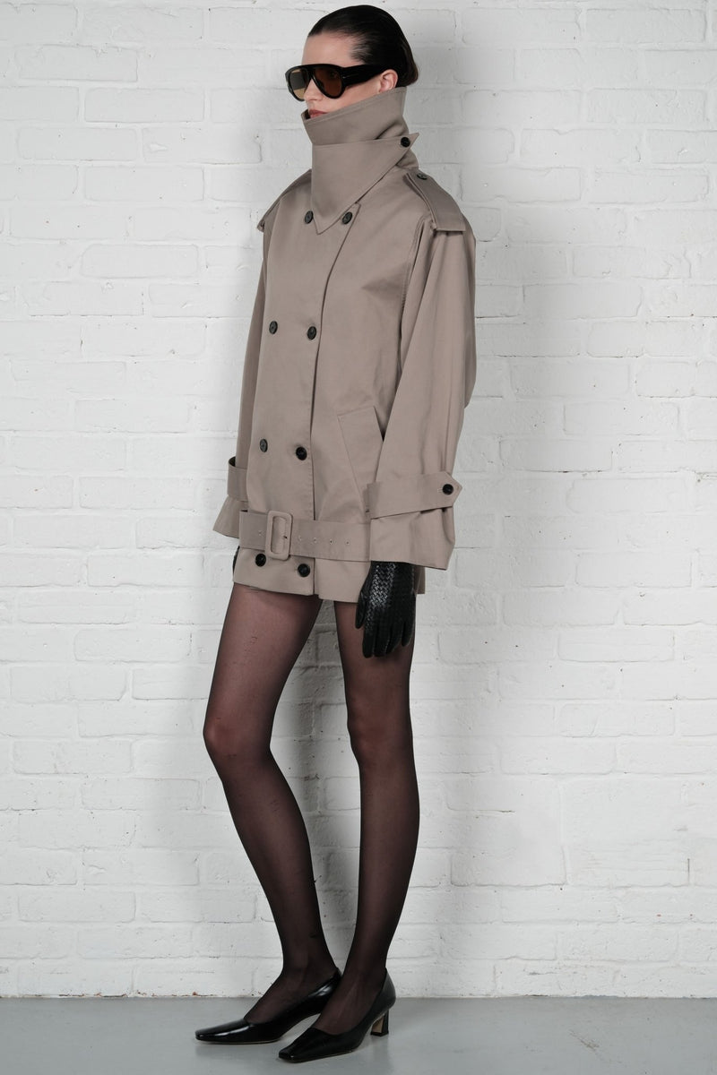 Funnel-Neck Midi Trench Coat - AFTERHOURS