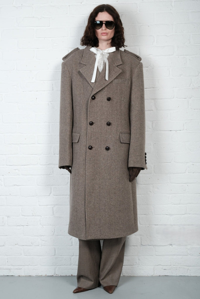 Herringbone Oversized Wool Coat - AFTERHOURS