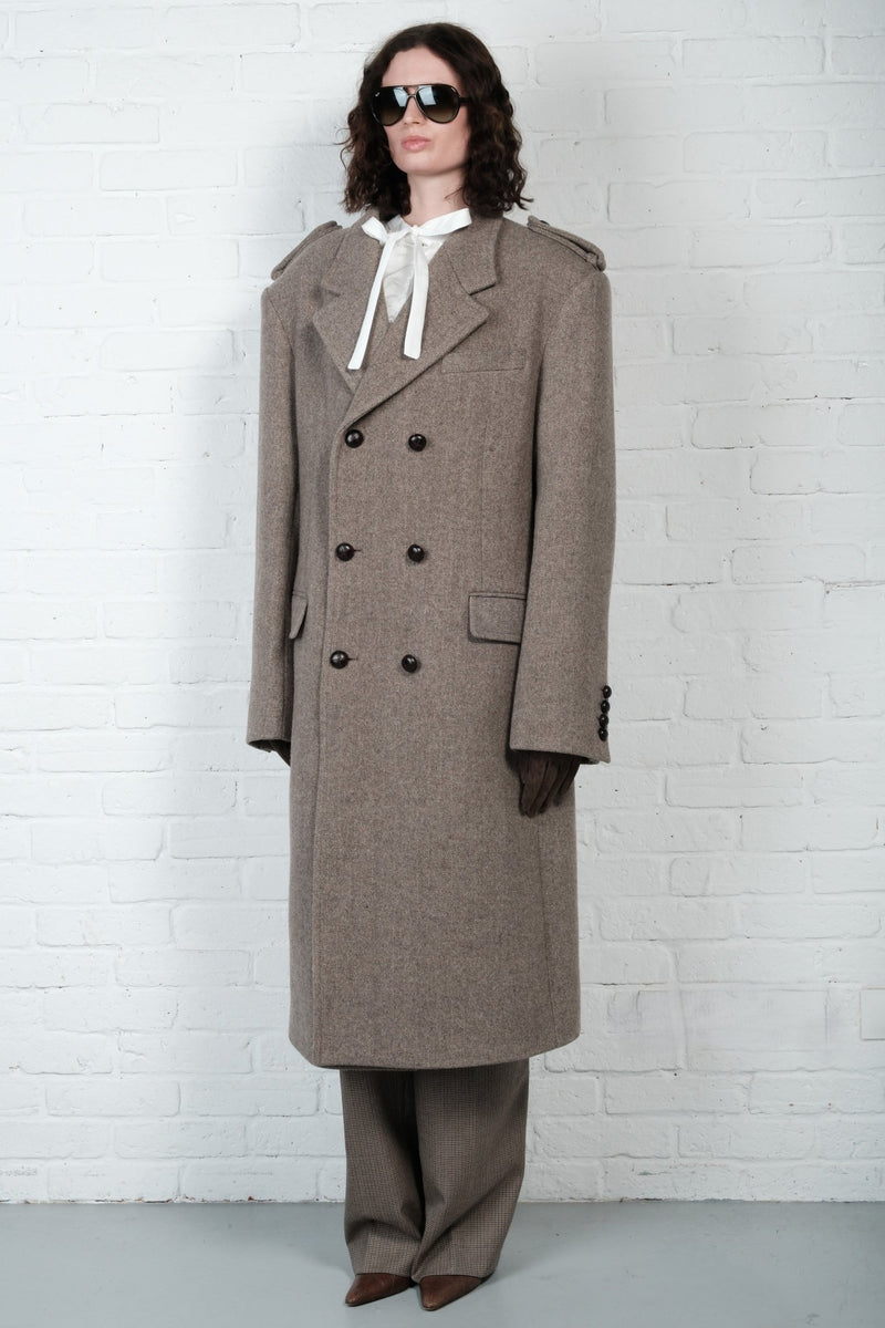 Herringbone Oversized Wool Coat - AFTERHOURS