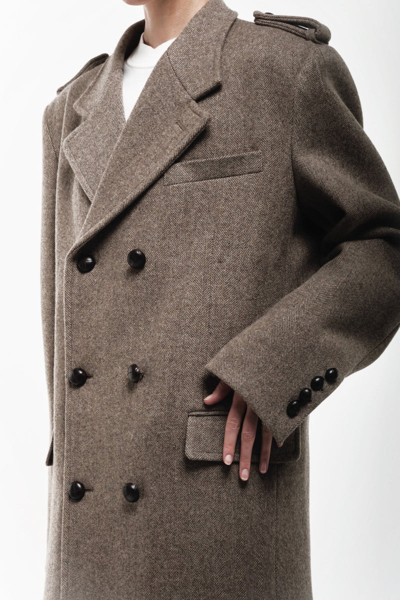 Herringbone Oversized Wool Coat - AFTERHOURS