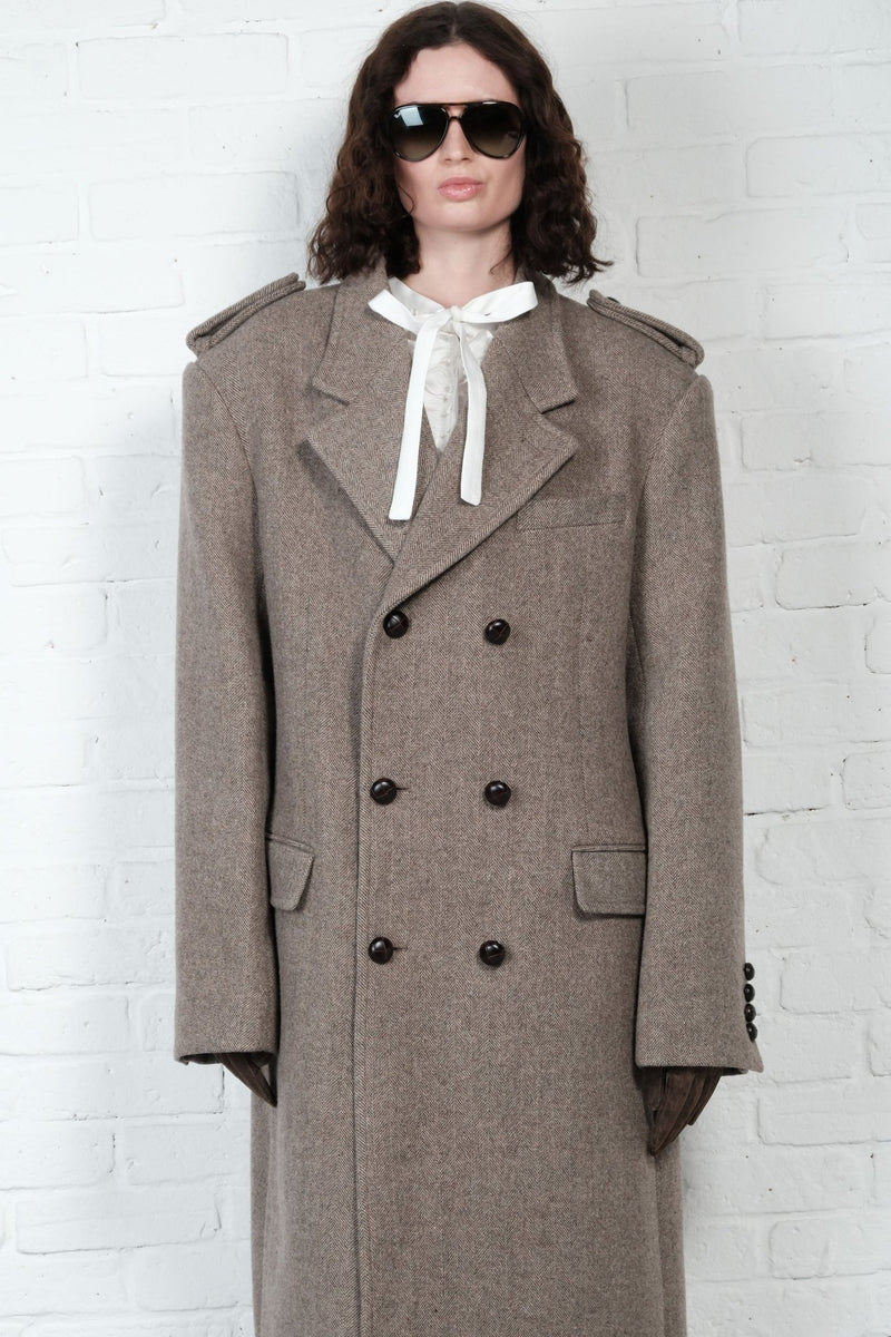 Herringbone Oversized Wool Coat - AFTERHOURS